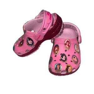 Disney Princess CROCS Little Girls Classic Clogs Fancy Pink Glitter Toddler C4